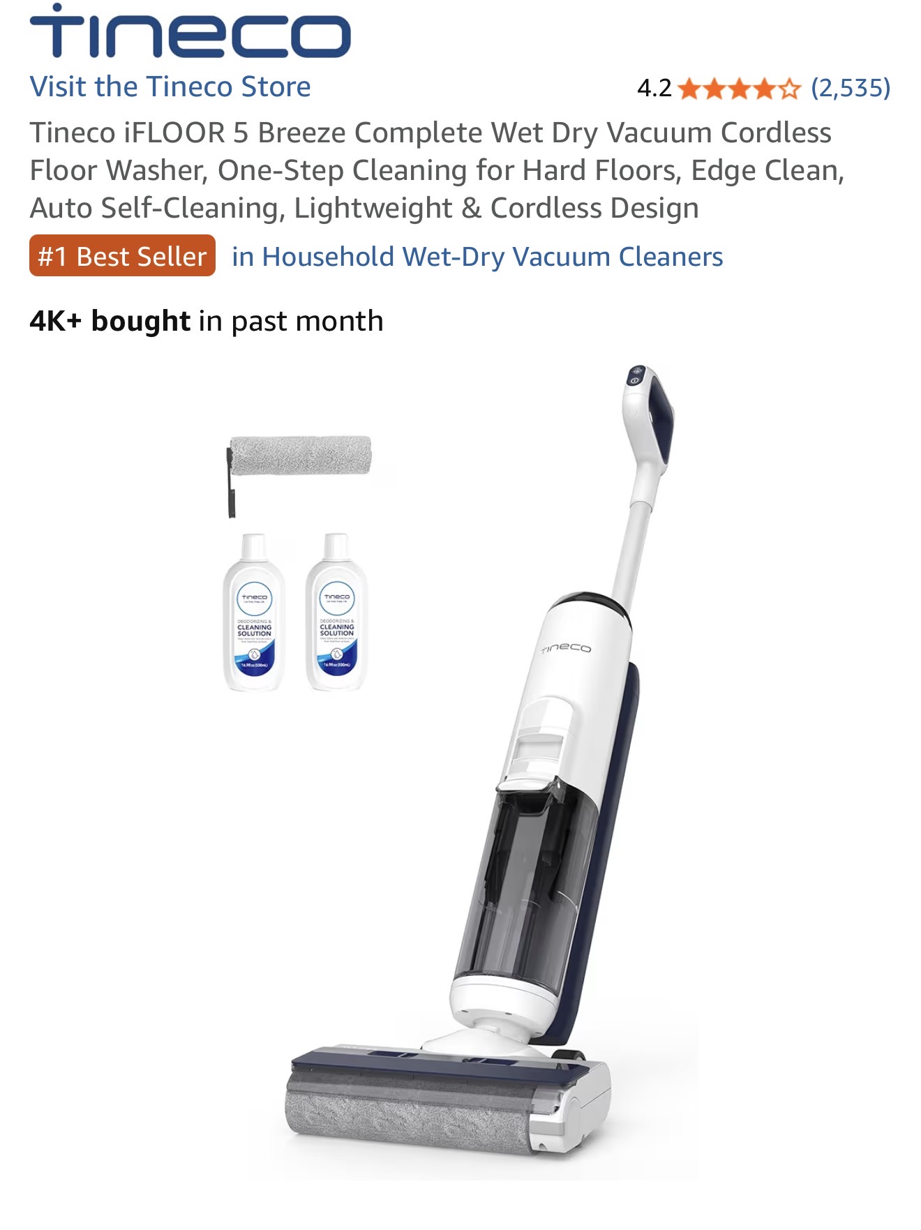 Tineco iFLOOR 5 Breeze Complete Wet Dry Vacuum